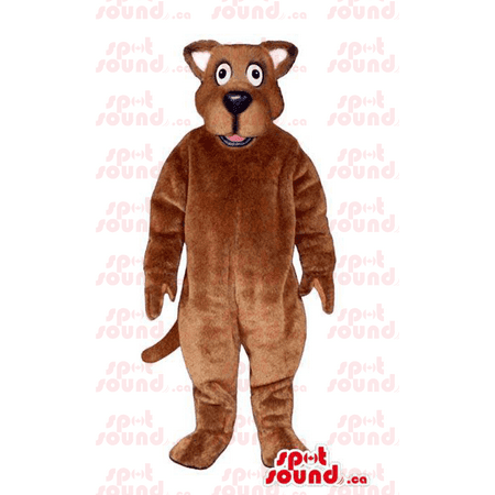 Customised Cute All Brown Dog Plush SPOTSOUND Mascot With Cartoon Eyes - Dog mascots