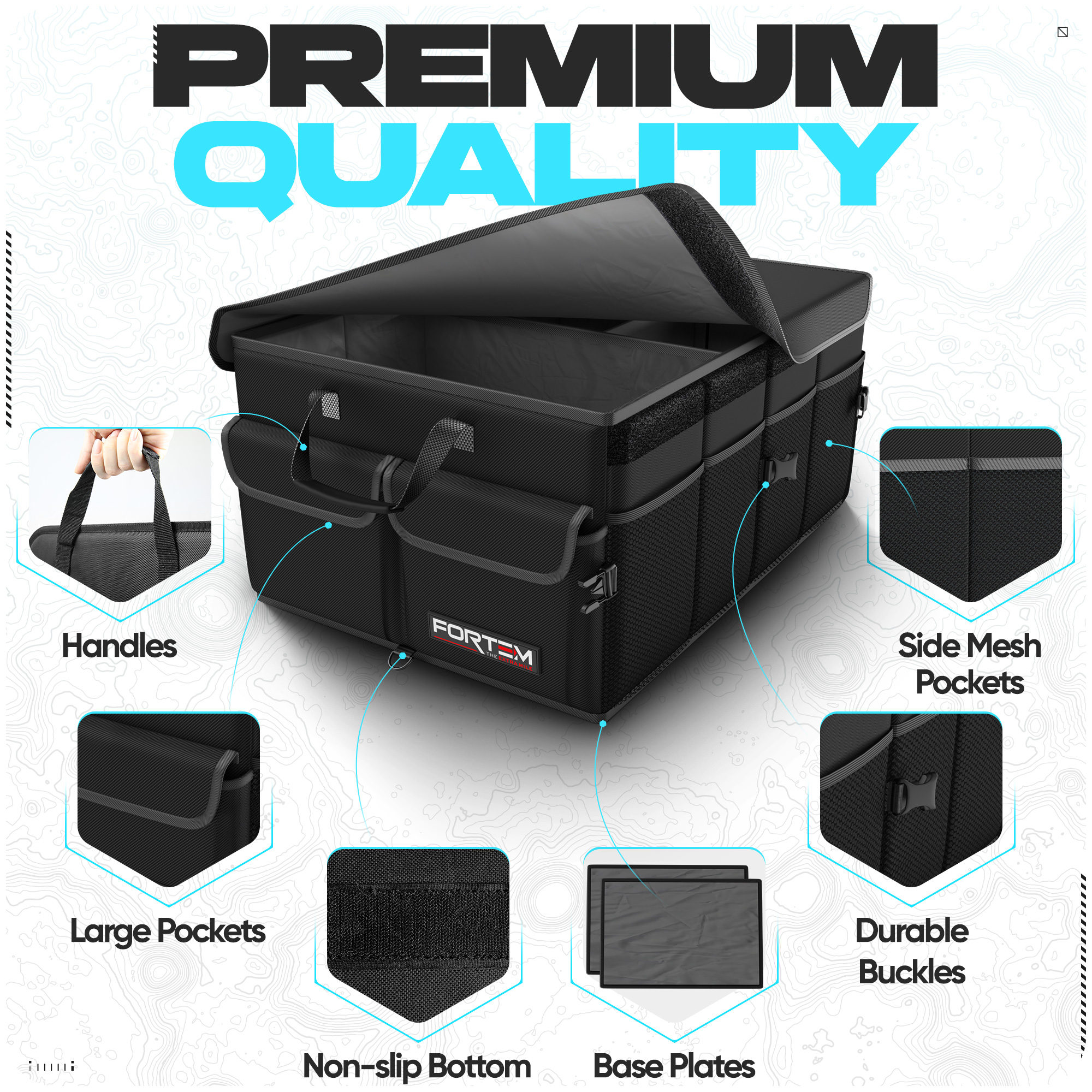 FORTEM Car Trunk Organizer, Collapsible 65L Storage photo 3