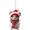 thumbnail image 2 of ABPWLY Christmas Decorations, Cute Mice with Christmas Hat and Scarf Christmas Trees Home Party Car Decor, Holiday Decorations Gifts, 2 of 4