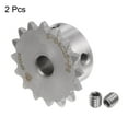 thumbnail image 3 of Uxcell 2pcs Sprocket Type B Hub 8mm Bore, 1/4-Inch Pitch, 16 Teeth Stainless Steel Single Strand Roller Sprocket, 3 of 5