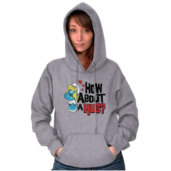 Smurfs Cute Smurfette How About a Hug Hoodie Sweatshirt Women Brisco Brands S