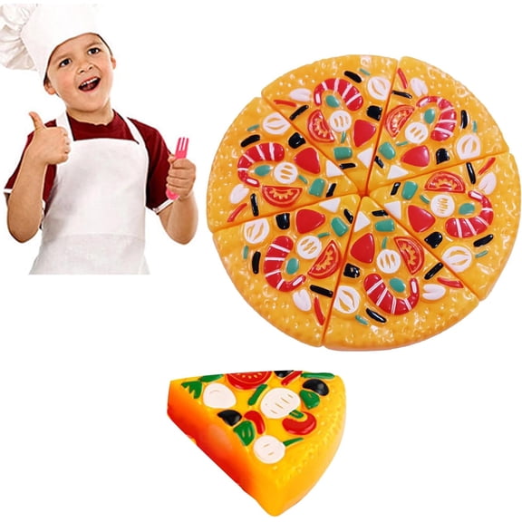 Pizza Pretend Play Food Set - Kitchen Toys Pizza Play Set - Kids Toy Pizza Set - Pizza Toys Play Kitchen Accessories, Food Cutting Toys Birthday Gifts for Boys Girls Toddlers