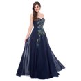 thumbnail image 3 of Vicky and Lucas - Modern Style Strapless Embroidery Tulle Gown - Elegant Dress for Special Occasions (Navy Blue, L), 3 of 4