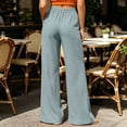 thumbnail image 3 of Guluxicc Women's Cotton Pants with Pockets Elastic Waist Long Wide Leg Trousers Summer Casual Outfits for Everyday Wear, 3 of 5