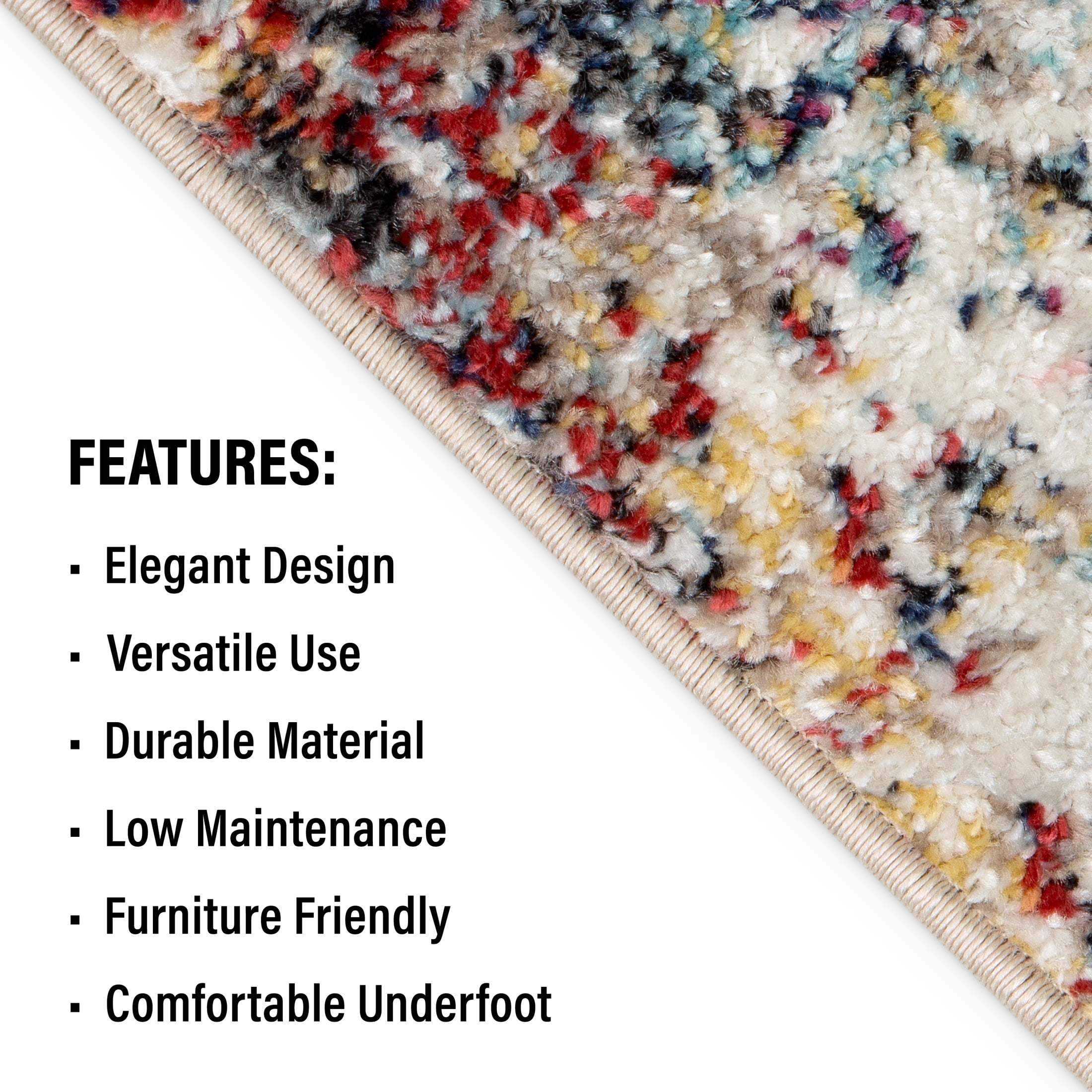 Mainstays Modern Morgana Multi-Color 20 in x 34 in Olefin Area Rug with Frieze Accents