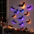 thumbnail image 4 of Halloween Bats Wall Decorations, Light‑Up 3D Bat Window Decals, LED Glowing Silhouette Ornaments for Indoor Outdoor Halloween Party Decor, 4 of 4