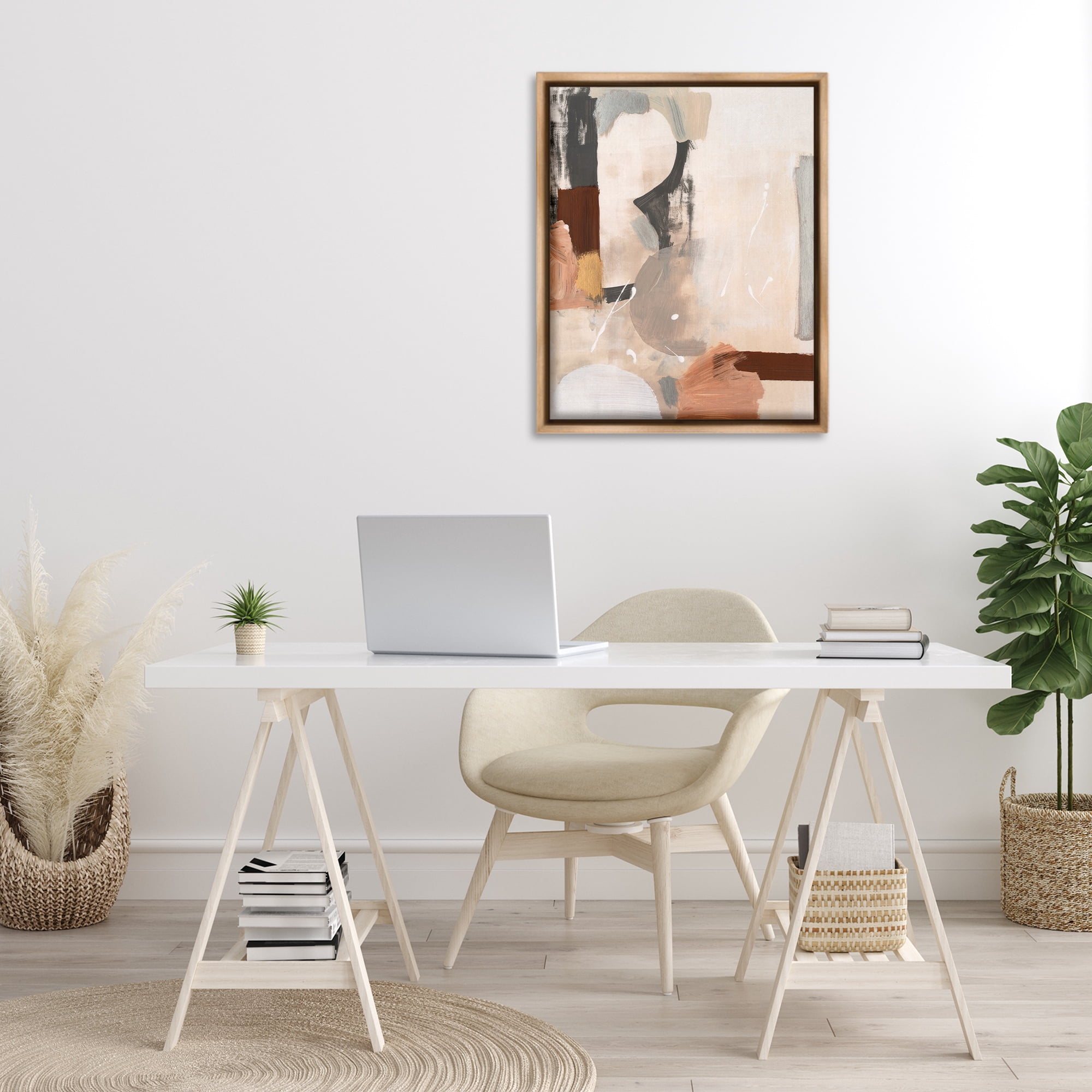 Stupell Industries Expressive Rustic Abstract Abstract Painting Brown Floater Framed Canvas Art Print Wall Art, 25 x 31
