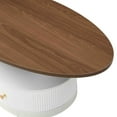 thumbnail image 6 of GZXS Nesting Coffee Table Set of 2 - with Brown Wood Grain Top and White Metal Base, Modern Decorative Center Table w/ 1 Drawer, Geometric Round End Table for Home Decor and Living Space, 6 of 8
