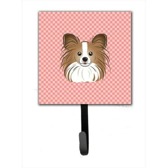 Carolines Treasures Checkerboard Pink Papillon Leash or Key Holder 7Hx4.25W multicolor