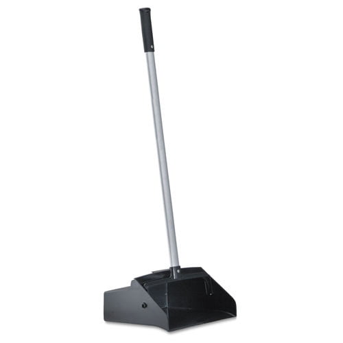 Boardwalk BWK02600 Plastic/Aluminum 34 in. Handle 11-3/4 in. Wide Lobby Dust Pan - Black/Silver