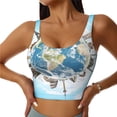 thumbnail image 2 of Uemuo World Travel Pattern Women's Sports Bra - High Impact Support, Breathable, and Comfortable Athletic Bra for Running, Yoga, and Workouts, 2 of 9