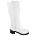 thumbnail image 3 of Berness Women Knee High Boots Buckle Strap Riding Side Zippers Short Block Heel SPENCER White PU 7.5, 3 of 6