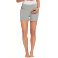 thumbnail image 4 of Yawrut Women's Maternity Shorts, Soft High-waisted Wrap Around The Abdomen, Light grey Pocket Fashionable Yoga Women Shorts For Pregnant, 4 of 6