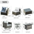 thumbnail image 5 of Ovios 13 Pieces Outdoor Patio Furniture with Fire Pit Table Wicker Patio Sectional Sofa with Swivel Chairs for Backyard, 5 of 6