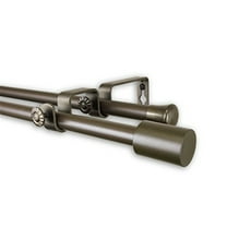 Antique Brass Curtain Rod - 28-48" Adjustable, Metal Window Rods with Finials