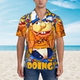 thumbnail image 2 of Lsque Sml Jeffy Pattern Hawaiian Shirt for Men Unisex Summer Beach Casual Short Sleeve Cotton Linen Button Down Shirts-Small, 2 of 6