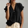 thumbnail image 2 of Womens Summer Tops Short Sleeve V Neck Simple Casual Blouse Daily All Match Daily Tops, 2 of 6