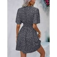 thumbnail image 6 of Women Summer Casual Floral Print Short Flutter Sleeve Mini Dress Casual Sundress V Neck Sun Dresses Black S, 6 of 9