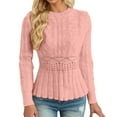 thumbnail image 3 of CAIXIA Sweater For Women Trendy Knit Pullover Sweater Elegant Tunic Top With Waist Slim Fit Ribbed Texture Long Sleeve Casual Comfort Wear Sweater Tops 2025 Fall Outfits, 3 of 6