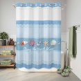 thumbnail image 6 of No Hook Shower Curtain, Coastal Blue Striped Shower Curtains for Bathroom with See Through Top Window, Ocean Sea Summer Starfish Coral Shells Waterproof & Washable Bath Curtain 60"x72", 6 of 9
