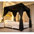 thumbnail image 6 of Elastic Roof Style Four Corner Post Princess Bed Canopy Curtains Cozy Breathable Tent Canopy Mosquito Net for Girls & Adults Bedroom Decoration (Black,59-64" W*82" L*82"*H/(Queen)), 6 of 14