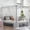Sliver, variant on Black Queen Metal Framed Canopy Platform Bed with Built-in Headboard,No Box Spring Needed, Classic Design