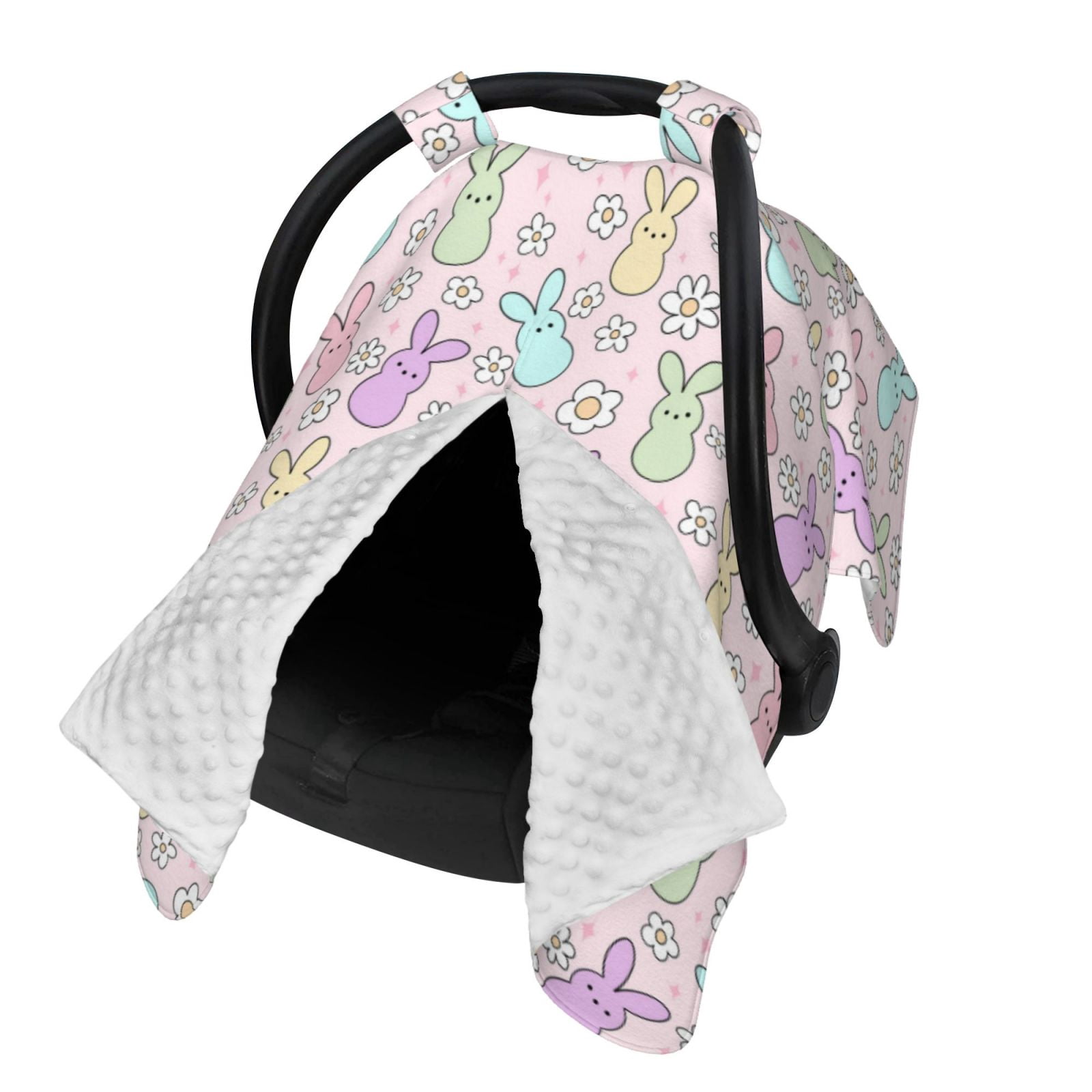 Naloa Colorful Bunny Baby Car Seat Cover, Breathable Baby Carrier Cover, Multiuse Baby Carrier Cover & Nursing Breastfeeding Cover