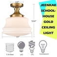 thumbnail image 6 of Claxy Gold Schoolhouse Light Fixture Ceiling with Milk Glass Shade, 6 of 6