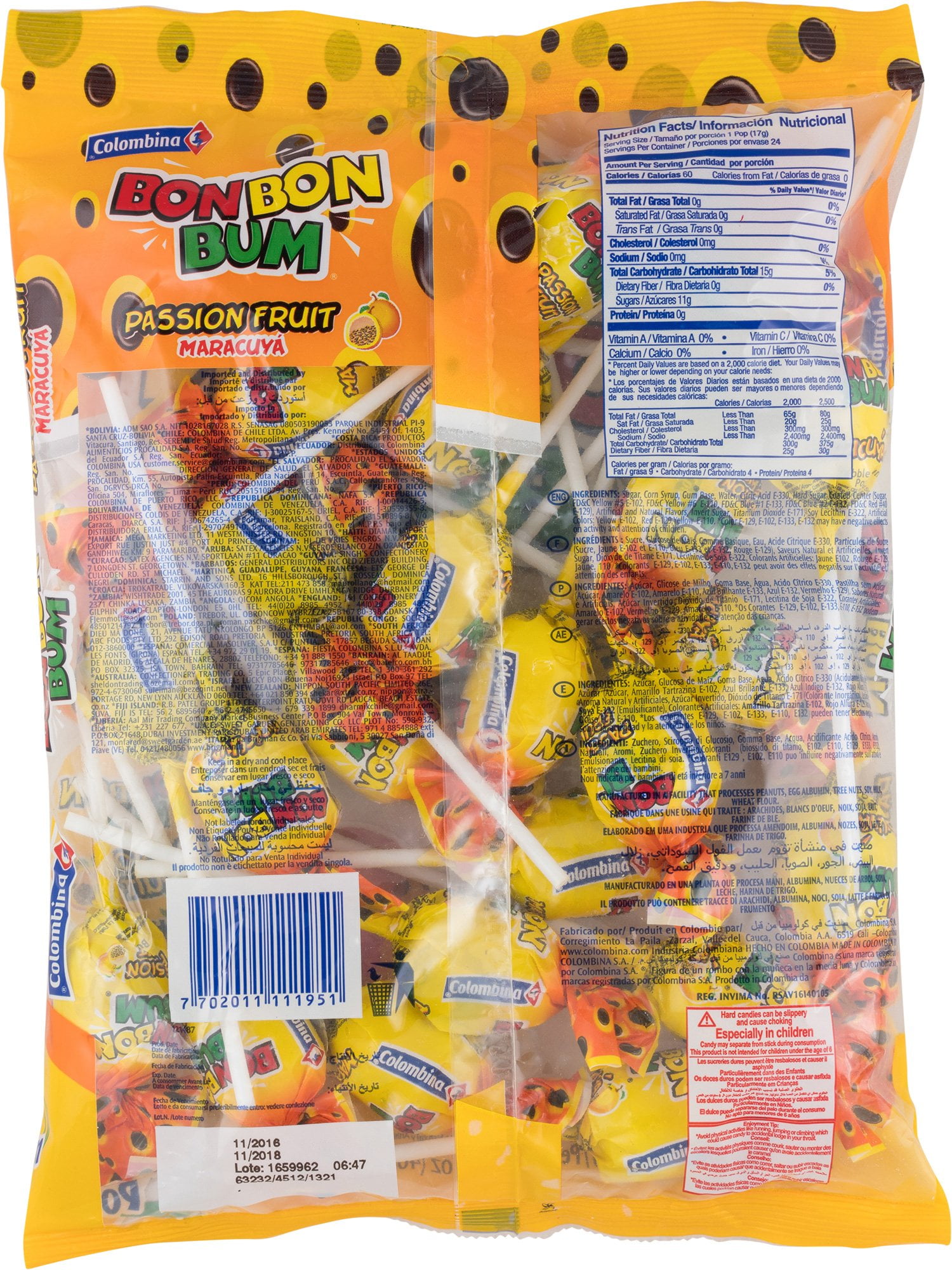 (5 pack) Bon Bon Bum – Fruity Lollipop with Bubble Gum center – Perfect for Parties and Sharing