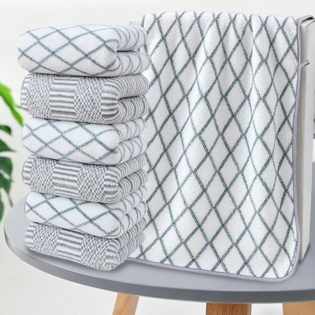 6-Pack Cotton Face Towels, 35x75 cm, Soft and Absorbent, Multicolor Assortment, Durable and Quick-Drying for Household Use