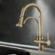 thumbnail image 1 of Grifo de cocina extraíble de 3 vías con rociador, mezclador de cocina, doble manija, un solo orificio, agua fría y caliente, latón, agua purificada, grifo extraíble de 3 vías, antiguo, 1 of 3