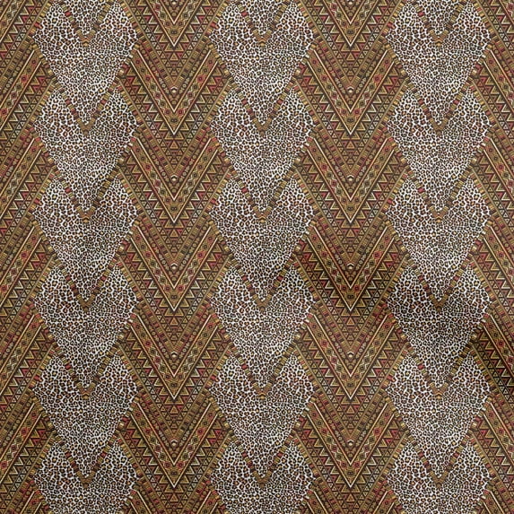 oneOone Cotton Poplin Brown Fabric African Aztech With Animal Skin Sewing Fabric By The Yard Printed Diy Clothing Sewing Supplies 56 Inch Wide