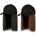 thumbnail image 4 of DOPI Baseball Cap Hair Straight Hair Hairstyle Adjustable Wig Hat Attached Long Hair, 4 of 10
