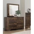 thumbnail image 3 of Rustic Brown Finish 4pc Bedroom Queen Bed Nightstand Dresser Mirror Set Transitional Style Clipped Corners Wooden Furniture, 3 of 7