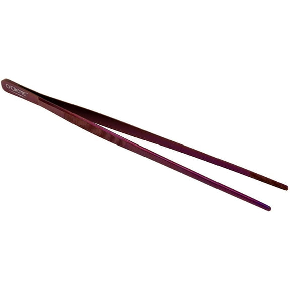 O'Creme Stainless Steel Precision Kitchen Tweezer Tongs with Serrated Tips for Gripping 12", Purple