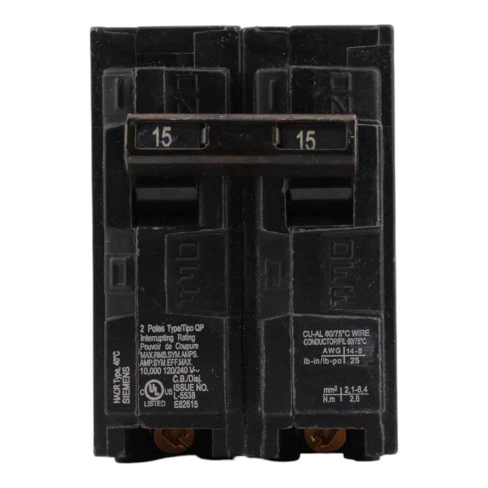 New Siemens Q215 15 Amp 120/240 Volts 2 Pole Thermal Magnetic Circuit Breaker