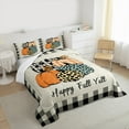 thumbnail image 3 of Feelyou Happy Fall Yall Queen Comforter Set, Black Grey Buffalo Bedding Sets, Autumn Harvest Pumpkin Bedding Comforter Set, Breathable Home Decor, 3-Piece, 3 of 8
