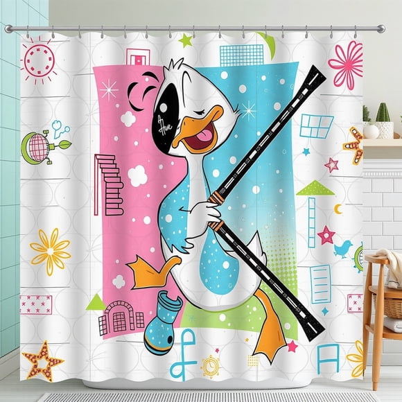 Colorful Cartoon Shower Curtain - Fun Bathroom Decor