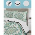 thumbnail image 3 of Twin Quilt Bedding Set, Turquoise Boho Reversible Summer Quilt 3 Pieces, Vintage Abstract Art Floral Ethnic Tribe Lightweight Bedspreads Coverlets with 2 Pillow Shams for All Seasons, 3 of 5