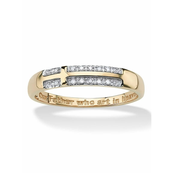 Men's Diamond Accent "Lord's Prayer" Cross Wedding Band in 10k Yellow Gold Sizes 10-16