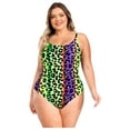 thumbnail image 2 of Doomiva Women One Piece Plus Size Swimsuit Leopard Print Scoop Neck Beachwear Crist Cross Straps Yellow 3XL, 2 of 7