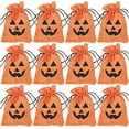 thumbnail image 1 of Paquete de 12 bolsas de arpillera de Halloween, bolsas de arpillera con cordones para suministros de fiesta de Halloween para niños. TUNC Sencillez, 1 of 5
