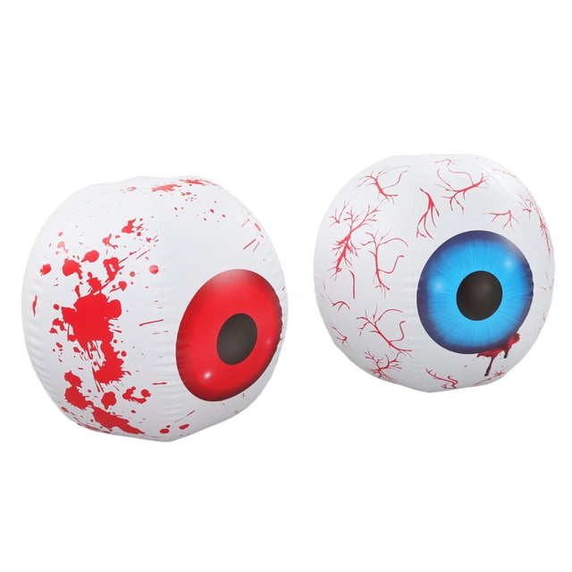 2Pcs Halloween Inflatable Eyeball, LED Light Up Bloodshot Eyeballs 12 Color Changing, Outdoor Scary Huge Blow Up Eyeballs Decoration With Remote Controller, For Window Lawn Garden