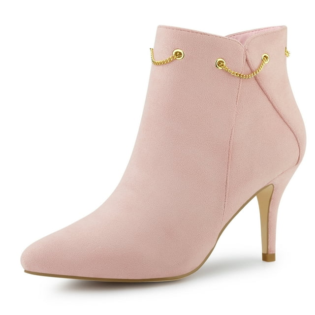 Unique Bargains Bottines à Talons Aiguilles pour Femmes à Bout Pointu avec Fermeture Éclair