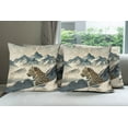 thumbnail image 6 of Ambesonne Leopard Throw Pillow Cover 4 Pack, Boho Mountains and Wild Cat, 24", Cadet Blue and Sand Brown, 6 of 7