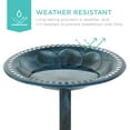 thumbnail image 4 of Best Choice Products Outdoor Rustic Pedestal Bird Bath Accent for Garden, Yard w/ Fleur-de-Lis Accents - Peacock Blue, 4 of 9