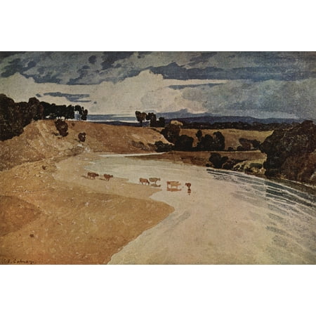 Framed Art for Your Wall Cotman, John Sell - River landscape with cattle herd 10 x 13 (Best Way To Sell Your Art)