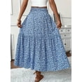thumbnail image 3 of MORTTIC Women's Boho Floral Maxi Skirt - High Elastic Waist, Pleated A-Line Long Skirt for Summer Casual Wear, 3 of 5