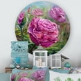 thumbnail image 2 of Designart 'Abstract Pink Peonies' Traditional Circle Metal Wall Art 23x23 - Disc of 23, 2 of 5