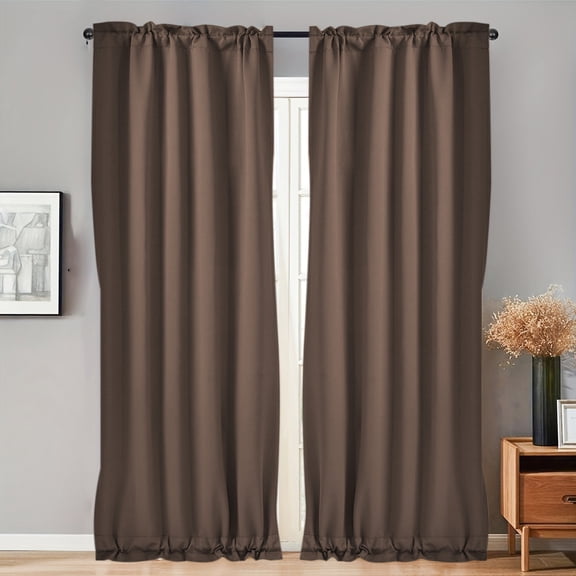 JVBTVB French Door Curtains 40x25 Inch Thermal Insulated Rod Pocket Panels for Sliding Doors & Windows, Solid Color Polyester Drapes Ready to Hang